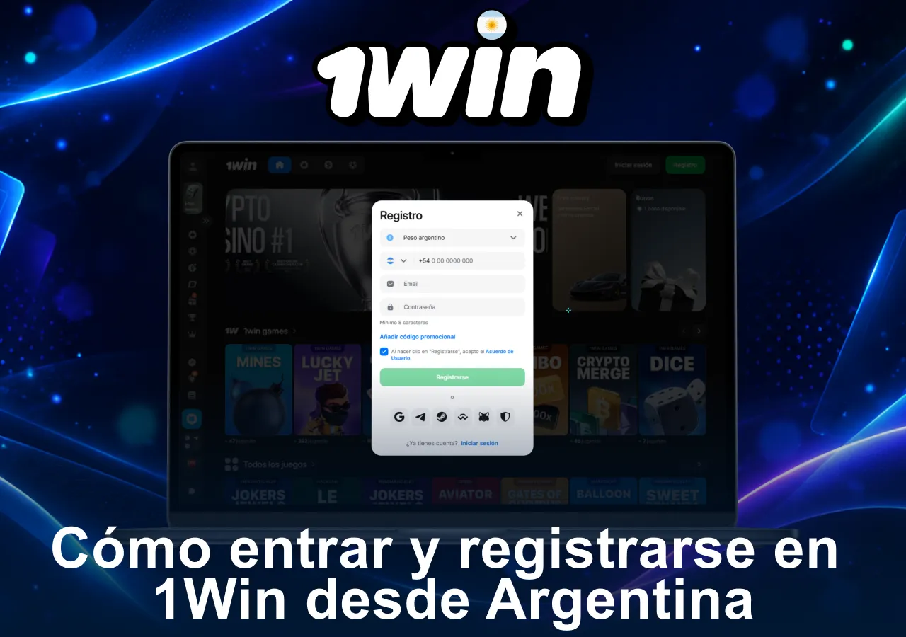Formulario de registro de para crear una cuenta e iniciar sesión desde Argentina.